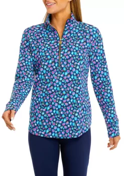 Lilly Pulitzer® Women's Skipper Seabreeze Blue Low Tide Navy Spotted Top