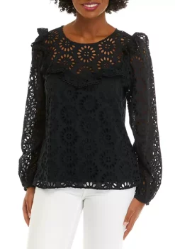 Lilly Pulitzer® Women's Caroline Long Sleeve Eyelet Top -Cheap Golden Hill Studio Store Belk 347