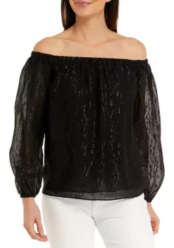 Lilly Pulitzer® Women's Emilee Long Sleeve Off the Shoulder Silk Top -Cheap Golden Hill Studio Store Belk 351