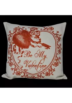 Golden Hill Studio Traditional Calligraphy “Be My Valentine” Decorative Throw Pillow Cover 14”