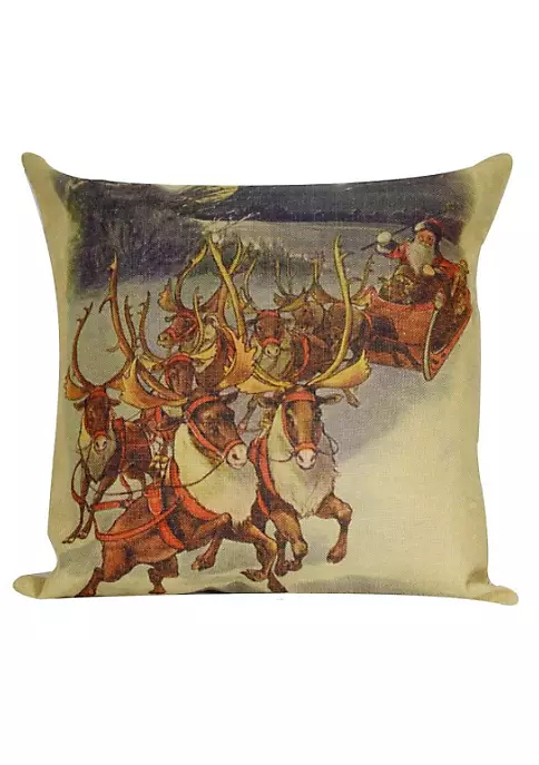 Golden Hill Studio 18" Brown Santa Claus with Reindeer Christmas Throw Pillow Cover 4 Golden Hill Studio 18" Brown Santa Claus with Reindeer Christmas Throw Pillow Cover - Image 2