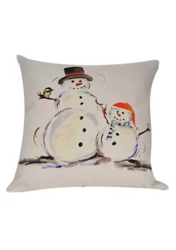 Golden Hill Studio 18" White and Orange Snow Couple Christmas Throw Pillow Cover