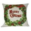 Golden Hill Studio 18" White and Green 'MERRY CHRISTMAS' Wreath Throw Pillow with Insert -Cheap Golden Hill Studio Store Belk 565