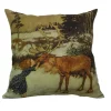 Golden Hill Studio 18" Brown Square Gerda and Reindeer Christmas Throw Pillow Cover -Cheap Golden Hill Studio Store Belk 579