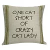 Golden Hill Studio 12" Green and Black 'One Cat Short of Crazy Cat Lady' Throw Pillow