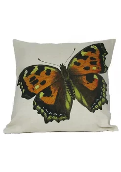 Golden Hill Studio 18" Orange and Black Spotted Butterfly Decorative Throw Pillow