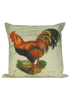 Golden Hill Studio 18" Ivory and Red Tail Rooster Throw Pillow with Insert