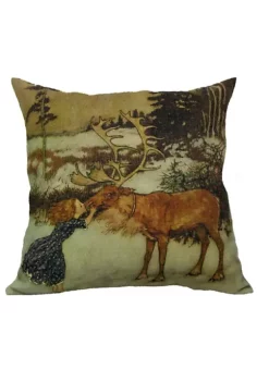 Golden Hill Studio 18" Brown Gerda and the Reindeer Hans Christian Throw Pillow with Insert