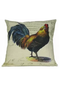 Golden Hill Studio 18" Brown and Blue Rooster with Country Rustic Tail Throw Pillow Cover