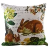 Golden Hill Studio 18" Brown Bunnies with Floral Accents and Calligraphy Background Throw Pillow Cover