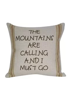 Golden Hill Studio 12" Green Striped 'The Mountains Are Calling and I Must Go' Throw Pillow