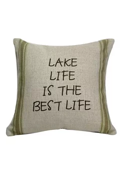 Golden Hill Studio 12" Tan and Green 'Lake Life is the Best Life' Throw Pillow