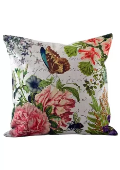 Golden Hill Studio 18" White and Pink Blossoming Floral Accents Throw Pillow