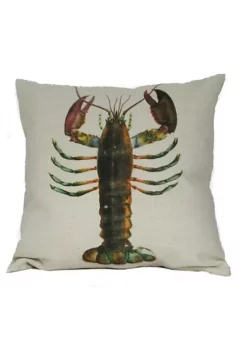 Golden Hill Studio 18" White and Brown Lobster Square Throw Pillow with Insert