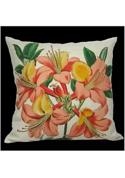 Golden Hill Studio 18" Orange and White Square Vibrant Lily Throw Pillow