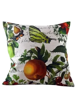Golden Hill Studio 18" Green and Red Decorative Butterflies Throw Pillow