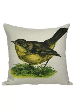 Golden Hill Studio 18" White and Green Wren Bird Throw Pillow with Insert
