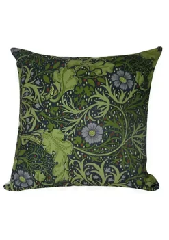 Golden Hill Studio 18" Green and Blue Floral Square Throw Pillow with Insert