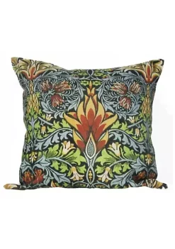 Golden Hill Studio 18" Blue and Brown Swirl Floral Throw Pillow with Insert