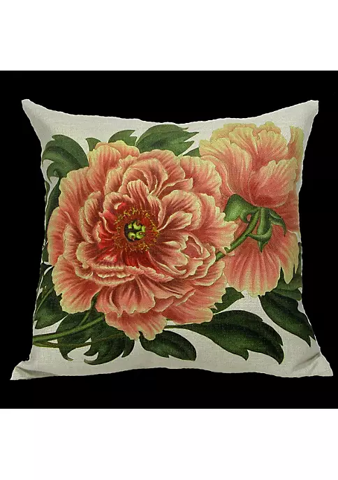 Golden Hill Studio 18" Yellow and White Square Coral Peony Floral Throw Pillow 4 Golden Hill Studio 18" Yellow and White Square Coral Peony Floral Throw Pillow - Image 2