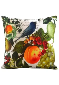 Golden Hill Studio 18" White and Blue Bird Fruit Throw Pillow Cover