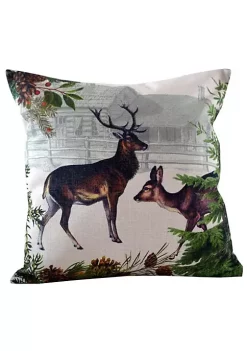 Golden Hill Studio 18" Black Buck and Doe with Farmhouse Background Throw Pillow Cover