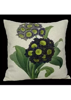 Golden Hill Studio 18" Purple and Black Square Primrose Floral Throw Pillow Cover