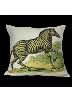 Golden Hill Studio 18" White and Black Striped Galloping Exotic Zebra Throw Pillow Cover
