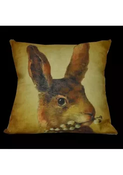 Golden Hill Studio 14" Brown and Beige Bunny Rabbit with Pussy Willow Throw Pillow Cover -Cheap Golden Hill Studio Store Belk 754
