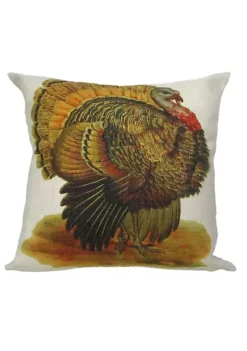 Golden Hill Studio 18" White and Yellow Turkey Square Throw Pillow Cover