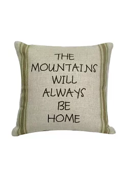 Golden Hill Studio 12" Black and Green Striped 'The Mountains Will Always Be Home' Throw Pillow
