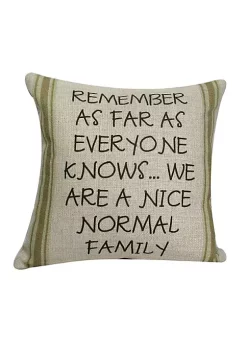 Golden Hill Studio 12" Tan with Green Striped 'Nice Normal Family' Decorative Throw Pillow