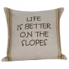 Golden Hill Studio 12" Tan and Green Striped 'Life is Better on the Slopes' Throw Pillow