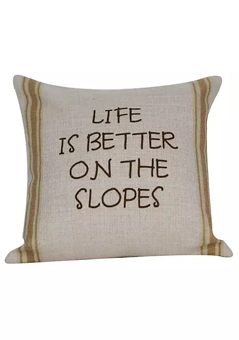 Golden Hill Studio 12" Tan and Green Striped 'Life is Better on the Slopes' Throw Pillow 3 Golden Hill Studio 12" Tan and Green Striped 'Life is Better on the Slopes' Throw Pillow - Image 2