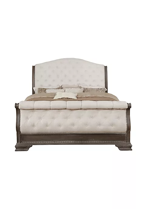 Crown Mark Alexandria Antique King Upholstered Sleigh Bed 4 Crown Mark Alexandria Antique King Upholstered Sleigh Bed - Image 2