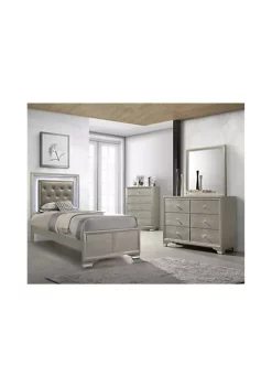 Crown Mark Glitz and Glam Youth Bedroom - Twin Bed, Dresser & Mirror
